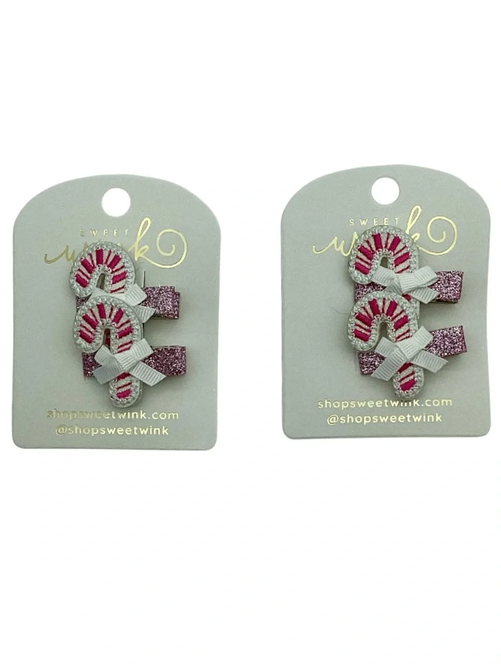 Sweet Wink (2) 2 pk. Candy Cane Hair Clip Sets (NWT)